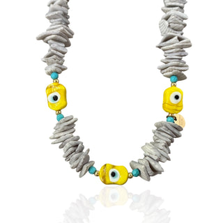 Positive Energy Yellow Evil Eye Shell Necklace - Georgina Nicol