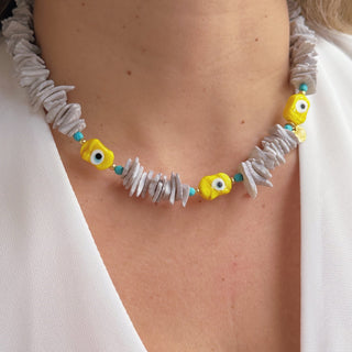 Positive Energy Yellow Evil Eye Shell Necklace - Georgina Nicol