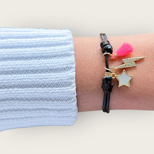 Power, Light, and Joy — Star, Lightning Bolt & Tassel Bracelet - Georgina Nicol