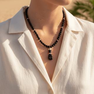 Protected and Powerful Black Onyx Figa Hand Lucky Charm Necklace - Georgina Nicol