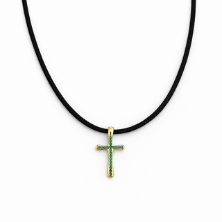 Protected in Every Step Black Cord Cross Necklace - Georgina Nicol