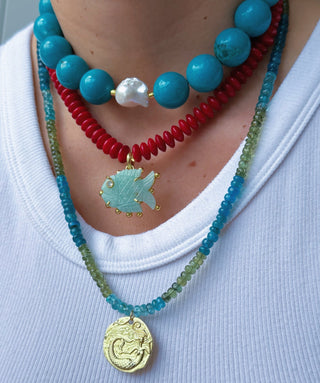 Protected, Vibrant & Full of Abundance Amazonite Fish Coral Necklace - Georgina Nicol