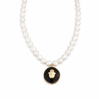 Protection, Abundance & Blessings Hamsa Pearl Necklace - Georgina Nicol