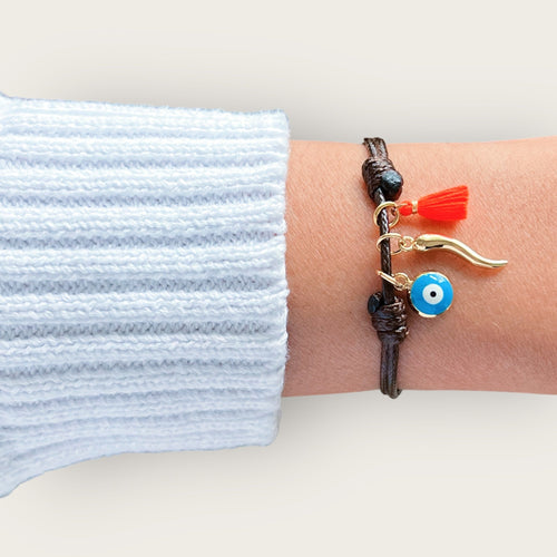 Protection and Fortune — Lucky Charms Bracelet with Cornicello & Evil Eye - Georgina Nicol