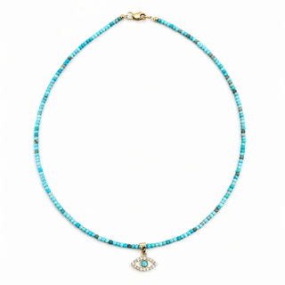 Protection, Clarity & Elevated Energy Turquoise Evil Eye Opal Necklace - Georgina Nicol