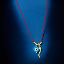 Load image into Gallery viewer, Protection &amp; Good Fortune - Cornicello &amp; Evil Eye Red String Necklace - Georgina Nicol
