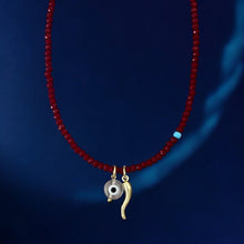 Load image into Gallery viewer, Protection &amp; Good Fortune - Crystal Beaded Necklace with Cornicello &amp; Evil Eye - Georgina Nicol
