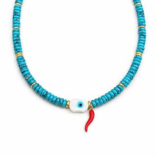 Protection & Good Fortune Evil Eye Cornicello Necklace - Georgina Nicol