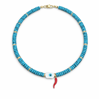 Protection & Good Fortune Evil Eye Cornicello Necklace - Georgina Nicol