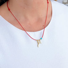Load image into Gallery viewer, Protection, Good Luck &amp; Personal Style - Red Cord Necklace with Gold Cornicello &amp; CZ Initial - Georgina Nicol
