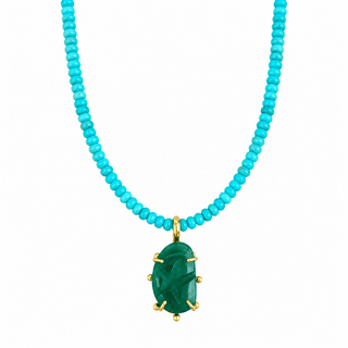 Protection, Growth & Ocean Energy Green Onyx Starfish Turquoise Necklace - Georgina Nicol