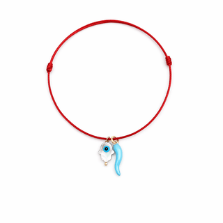 Protection Hamsa and Italian Cornicello Red Cord Bracelet - Georgina Nicol