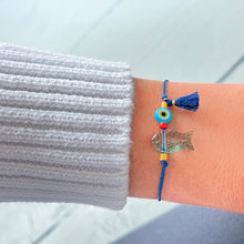 Load image into Gallery viewer, Protection, Intuition &amp; Flow - Blue Fish &amp; Evil Eye Bracelet - Limited Edition - Georgina Nicol
