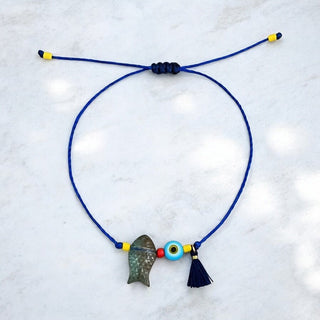 Protection, Intuition & Flow - Blue Fish & Evil Eye Bracelet - Limited Edition - Georgina Nicol