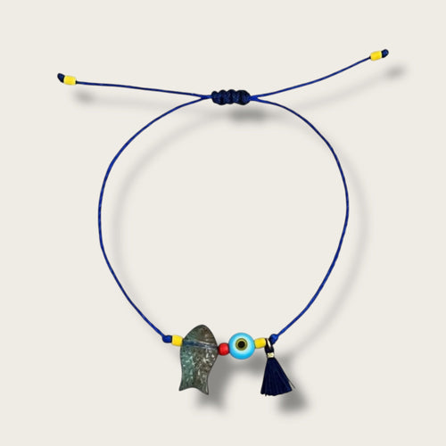 Protection, Intuition & Flow - Blue Fish & Evil Eye Bracelet - Limited Edition - Georgina Nicol
