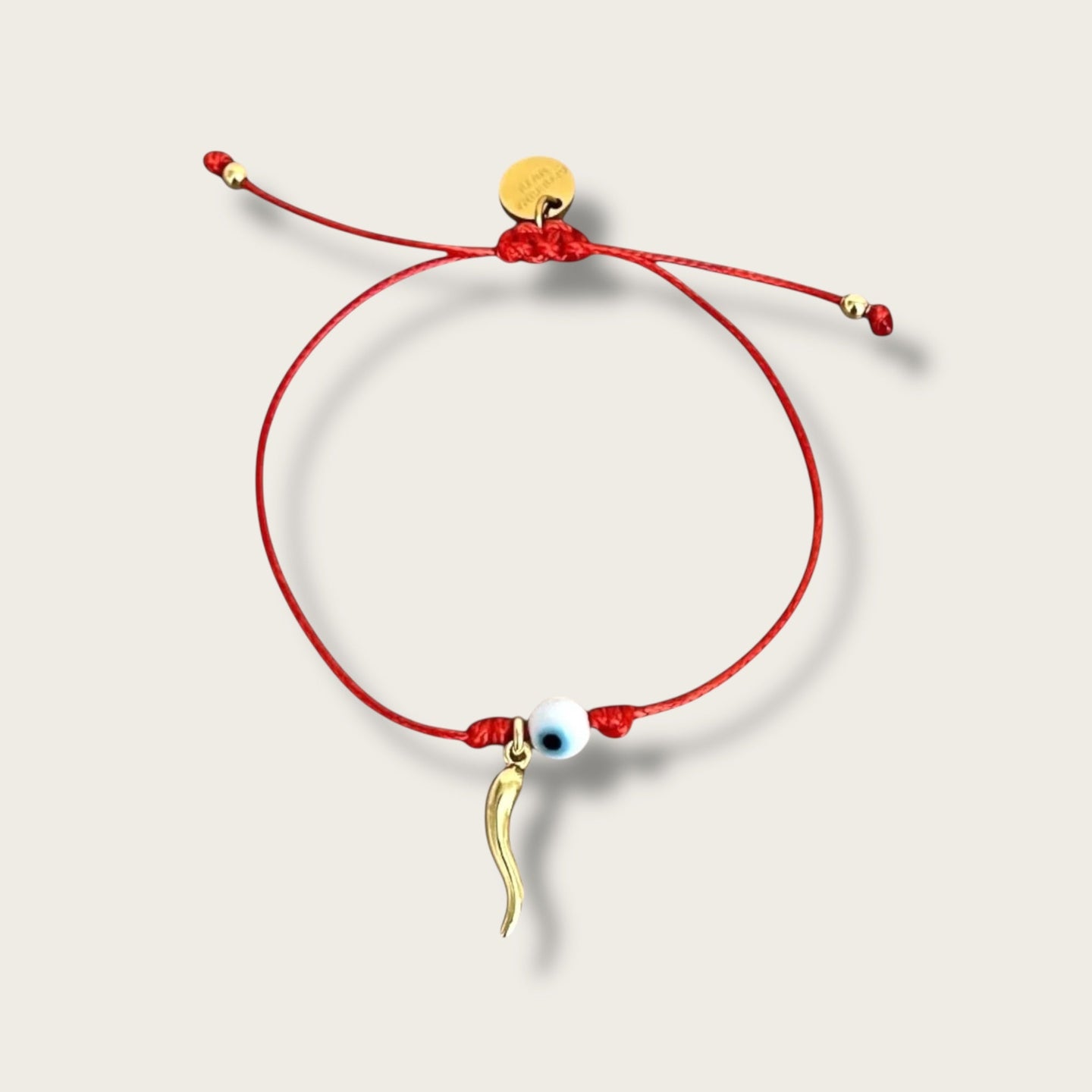 Protection & Luck – Evil Eye and Cornicello Red Cord Bracelet - Georgina Nicol