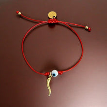 Load image into Gallery viewer, Protection &amp; Luck – Evil Eye and Cornicello Red Cord Bracelet - Georgina Nicol

