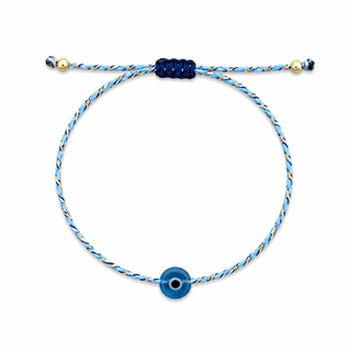 Protection, Peace & Good Fortune 14k Gold Blue Evil Eye Bracelet - Georgina Nicol
