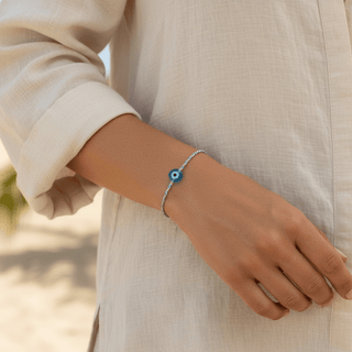 Protection, Peace & Good Fortune 14k Gold Blue Evil Eye Bracelet - Georgina Nicol