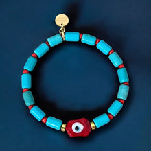 Load image into Gallery viewer, Protection Surrounds Me in Every Step — Turquoise &amp; Red Evil Eye Bracelet - Georgina Nicol
