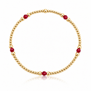 Ruby Crystal Gold Beaded Bracelet 2mm - Georgina Nicol