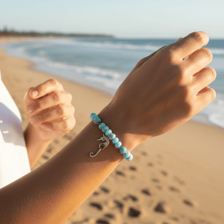 Seahorse Charm Turquoise Beaded Bracelet - Georgina Nicol
