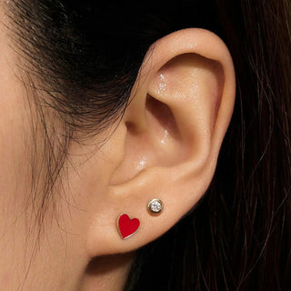 Symbol of Love & Passion - 14K Gold Red Heart Stud Earrings - Georgina Nicol