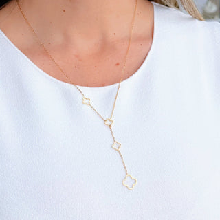 Symbol of Luck & Prosperity - Gold Clover Lariat Necklace - Georgina Nicol
