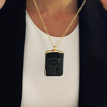 Load image into Gallery viewer, Symbol of Prosperity &amp; Harmony – Black Buddha Paperclip Chain Necklace - Georgina Nicol
