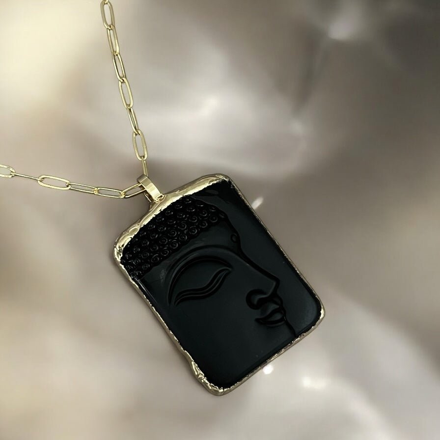 Symbol of Prosperity & Harmony – Black Buddha Paperclip Chain Necklace - Georgina Nicol