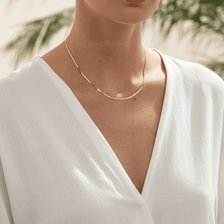 Thin Flat Herringbone Necklace 3mm - Georgina Nicol
