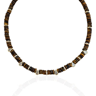 Tiger’s Eye Necklace with Clear Teardrops - Georgina Nicol