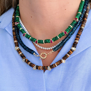 Tiger’s Eye Necklace with Clear Teardrops - Georgina Nicol