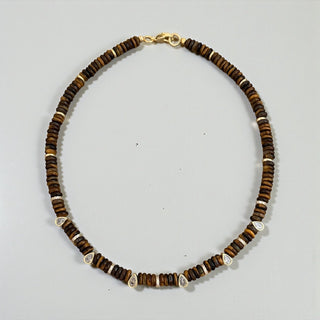 Tiger’s Eye Necklace with Clear Teardrops - Georgina Nicol