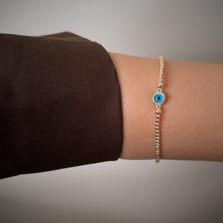 Tiny Evil Eye Gold Beaded Bracelet 2mm - Georgina Nicol