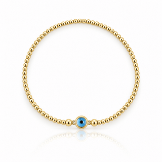 Tiny Evil Eye Gold Beaded Bracelet 2mm - Georgina Nicol