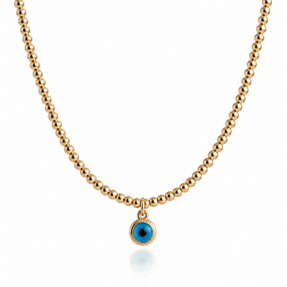 Tiny Evil Eye Gold Beaded Necklace - Georgina Nicol