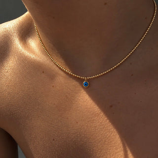 Tiny Evil Eye Gold Beaded Necklace - Georgina Nicol