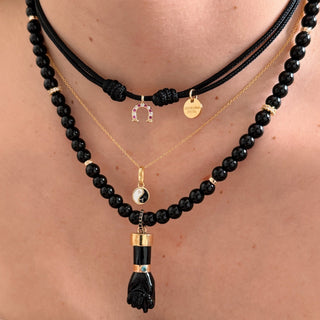Tiny Lucky CZ Horseshoe Cord Necklace - Georgina Nicol
