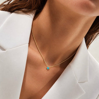 Tiny Turquoise Heart Gold Beaded Necklace - Georgina Nicol