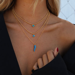 Tiny Turquoise Heart Gold Beaded Necklace - Georgina Nicol