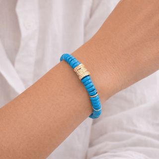 Turquoise Beaded Bracelet with CZ Center Detail - Georgina Nicol