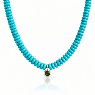 Turquoise Beaded Necklace with Green CZ Pendant - Georgina Nicol