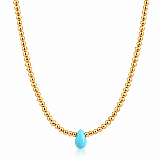 Turquoise Drop Gold Beaded Necklace - Georgina Nicol