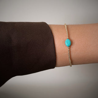 Turquoise Stone Gold Beaded Bracelet - Georgina Nicol
