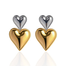 Load image into Gallery viewer, Two Tone Double Heart Earrings - Georgina Nicol
