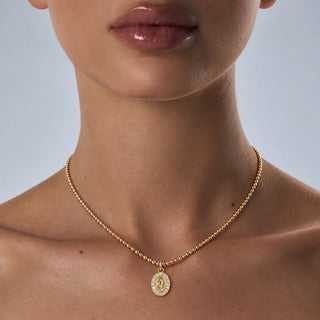 Virgin Mary CZ Gold Beaded Necklace - Georgina Nicol