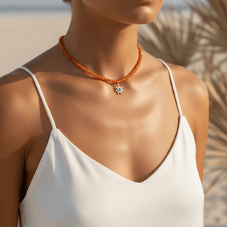 Vitality, Light & Radiant Energy Orange Jade Sun Necklace - Georgina Nicol