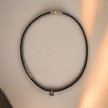 Load image into Gallery viewer, Warding Off Negativity - Black Spinel Necklace with 14K Solid Gold Evil Eye - Georgina Nicol
