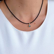 Load image into Gallery viewer, Warding Off Negativity - Black Spinel Necklace with 14K Solid Gold Evil Eye - Georgina Nicol
